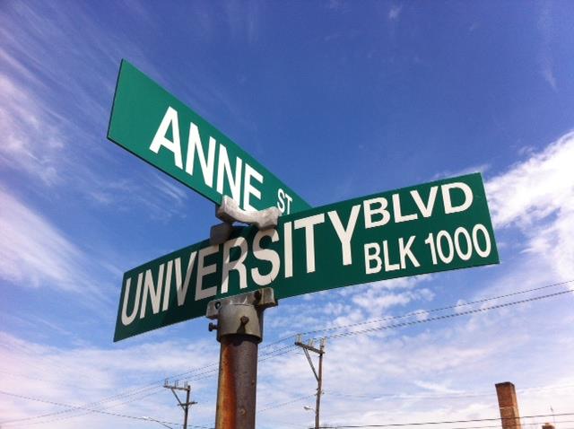 Anne St. and University Blvd. East street signs in Takoma Park Maryland Crossroads Farmers Market Anne St. and University Blvd. East street signs in Takoma Park Maryland Crossroads Farmers Market