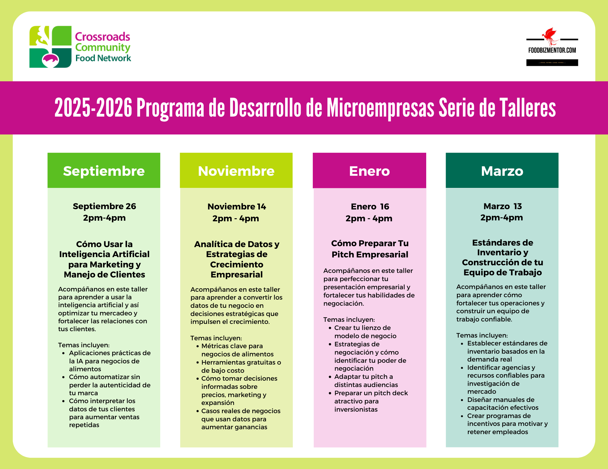 2025-26 MDP Class Schedule - Espanol